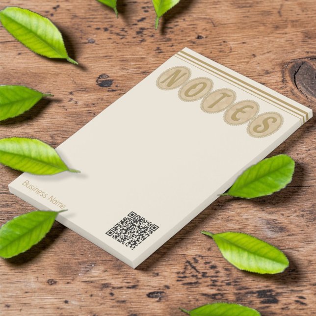 Notas Post-it® Gold And Cream Fancy Business Circle Notepad (Promote your business with these gorgeous golden hues. QR Code for quick access. )