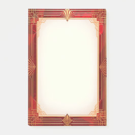 Notas Post-it® Gold Art Deco Frame on Red