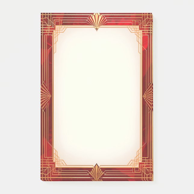 Notas Post-it® Gold Art Deco Frame on Red (Anverso)