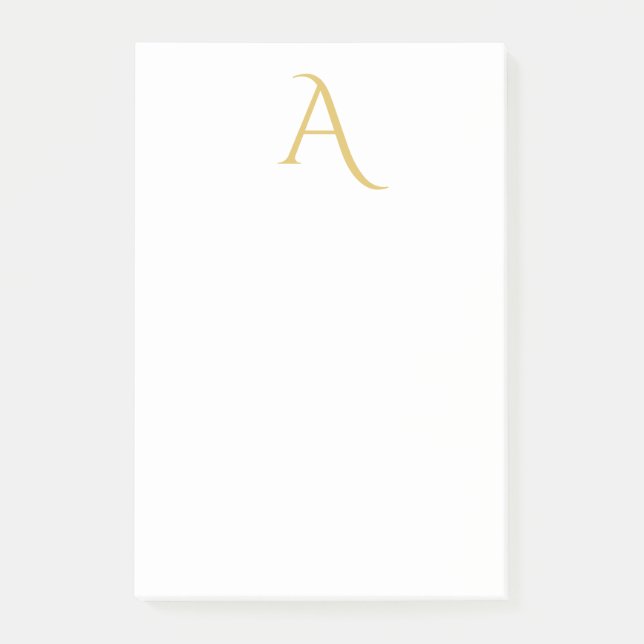 Notas Post-it® Gold Color Monogram Initial Professional White (Anverso)