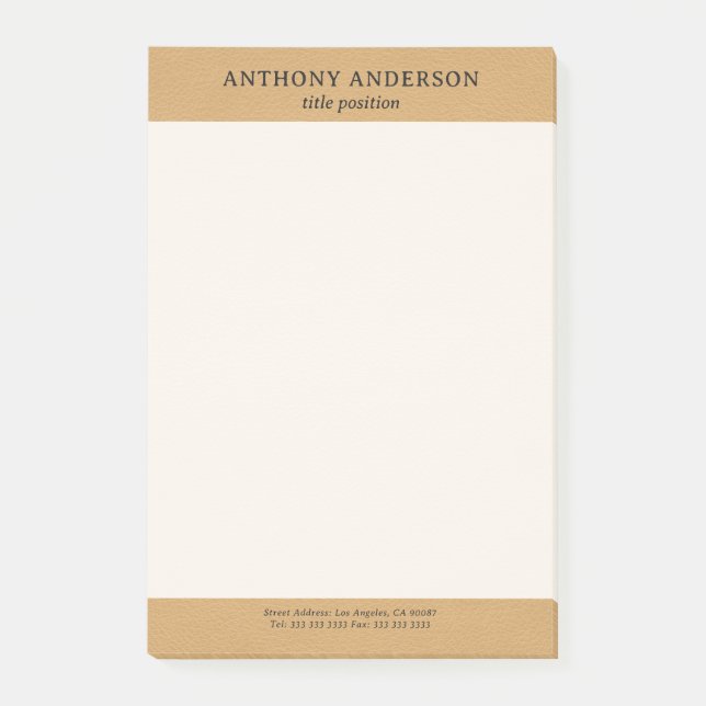 Notas Post-it® Gold Faux Leather Texture Design (Anverso)