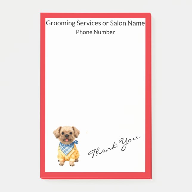 Notas Post-it® Gold Grooming Dog Personalized Elegant Collection (Anverso)