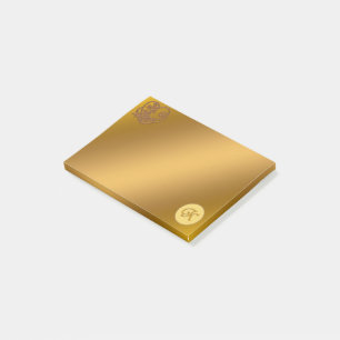 Notas Post-it® Gold Luxury Monogram K