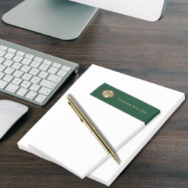 Notas Post-it® Gold Monogram Emerald Green Leather Look Elegant