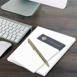 Notas Post-it® Gold Monogram Navy Blue Leather Look Elegant