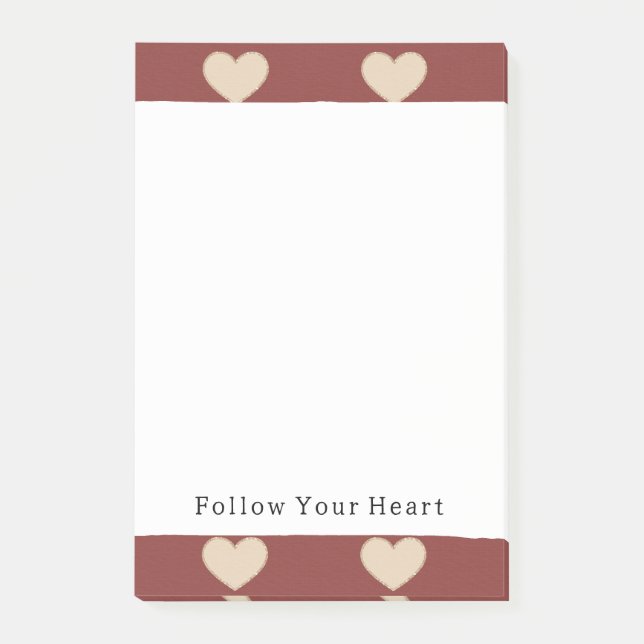 Notas Post-it® Gold Red Cream Glitter Hearts Valentine's Day (Anverso)