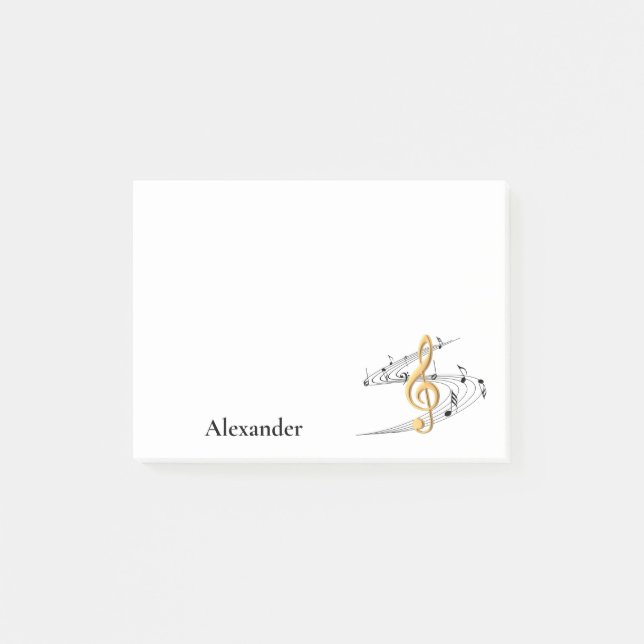 Notas Post-it® Gold Treble Clef Music Notes Personalizado (Anverso)