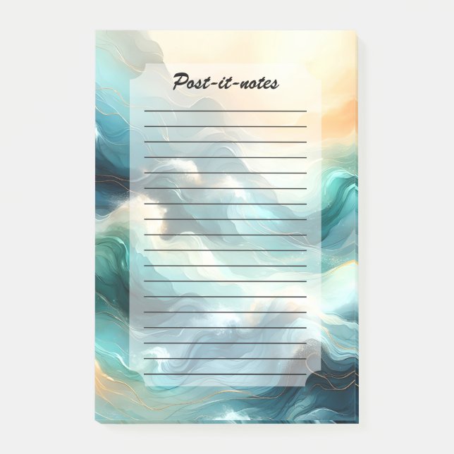 Notas Post-it® Golden Ocean Flow Abstract Waves (Anverso)