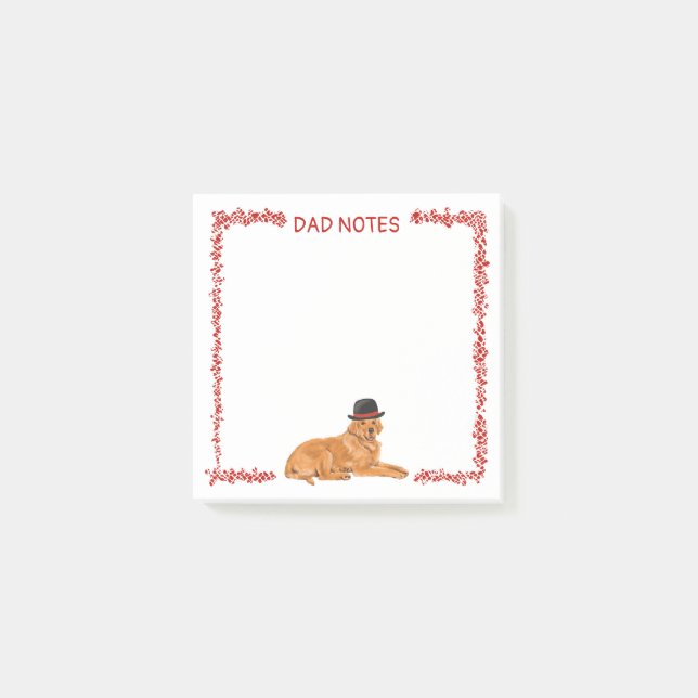 Notas Post-it® Golden Retriever con Gorra negro (Anverso)