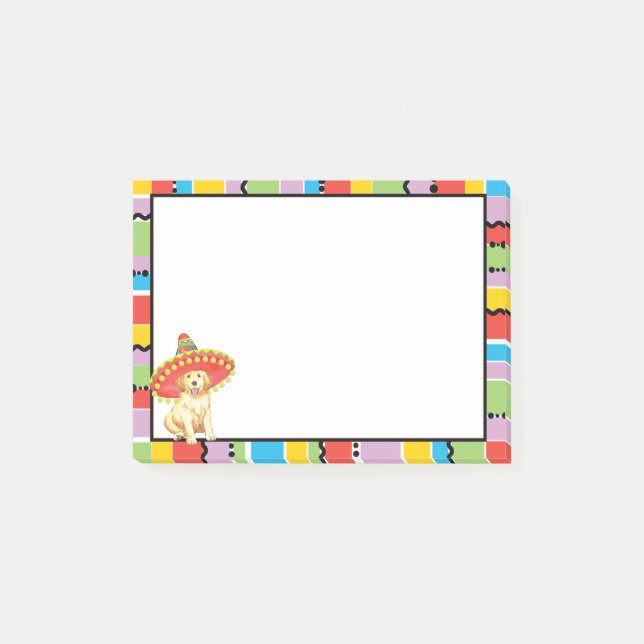 Notas Post-it® Golden retriever de la fiesta (Anverso)