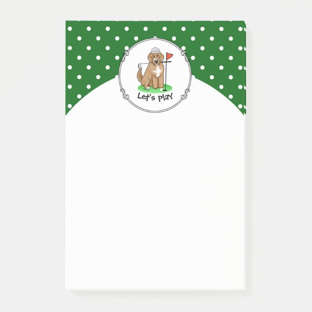 Notas Post-it® Goldendoodle Perro Jugando Golf (rojo whmk2) Diver (Anverso)