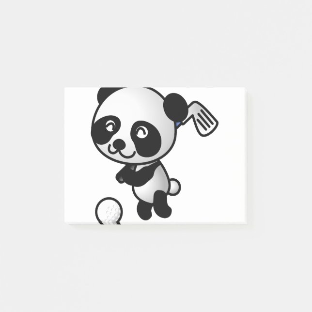 Notas Post-it® Golf Jugando Panda (Anverso)