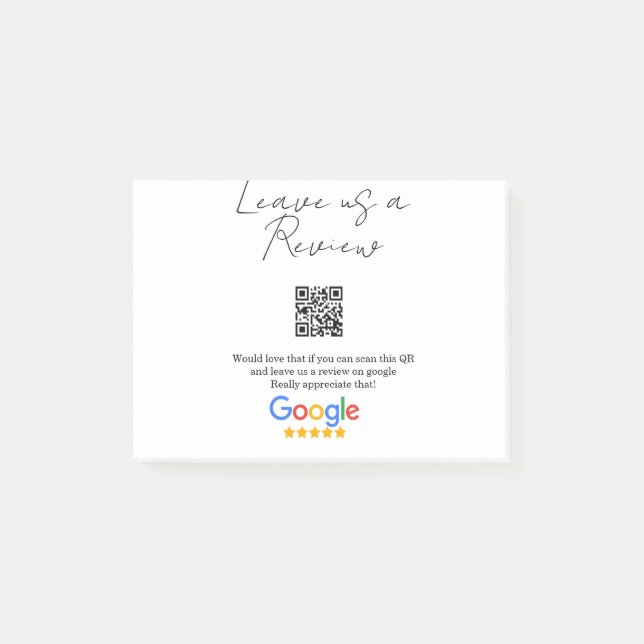 Notas Post-it® Google review business logo Scan QR review (Anverso)