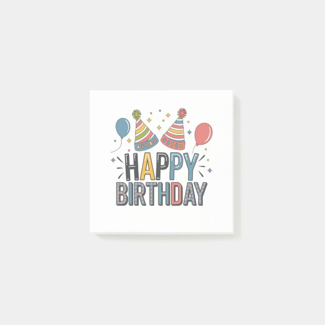 Notas Post-it® Gorros de Fiesta de Cumpleaños Feliz (Anverso)