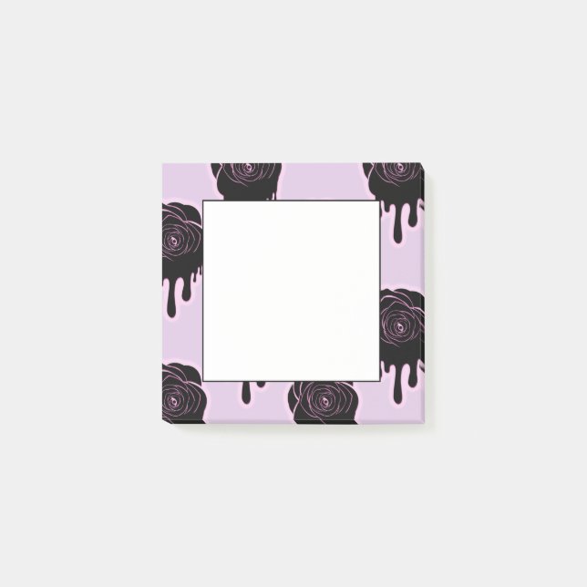 Notas Post-it® Gótico Pastel goteando Rosas negros (Anverso)