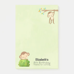 Notas Post-it® Gracias a los monos por jugar y por el lindo cumpl