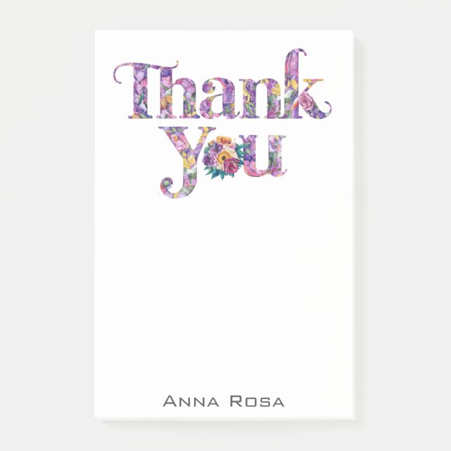 Notas Post-it® *~* Gracias Declaración de Gratitud Floral AP85 (Anverso)