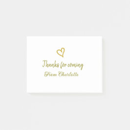 Notas Post-it® gracias por venir agregar nombre mensaje de texto