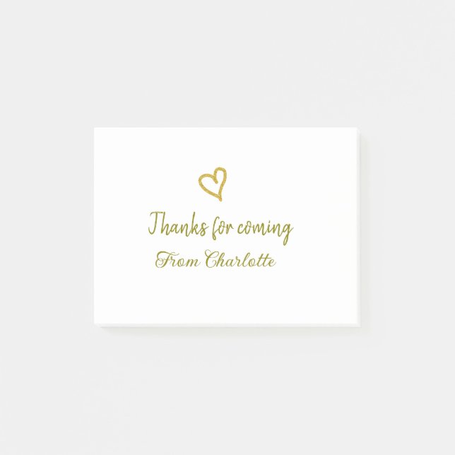 Notas Post-it® gracias por venir agregar nombre mensaje de texto  (Anverso)