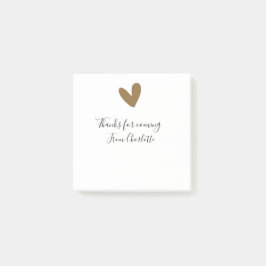 Notas Post-it® gracias por venir mensaje de texto nombre corazón 