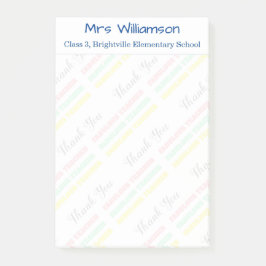 Notas Post-it® Gracias Profesor Nombre Clase Escuela Pastel