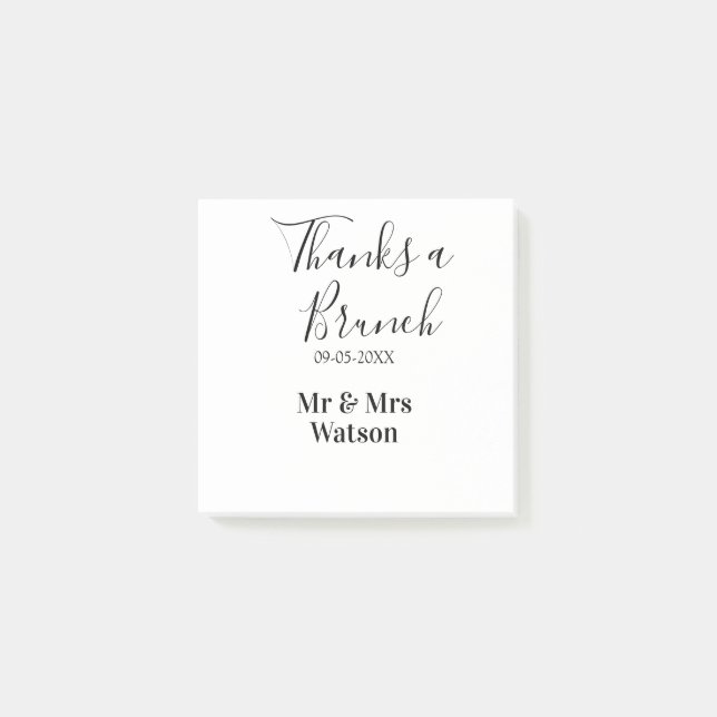 Notas Post-it® Gracias un brunch post boda nombre fecha simple  (Anverso)