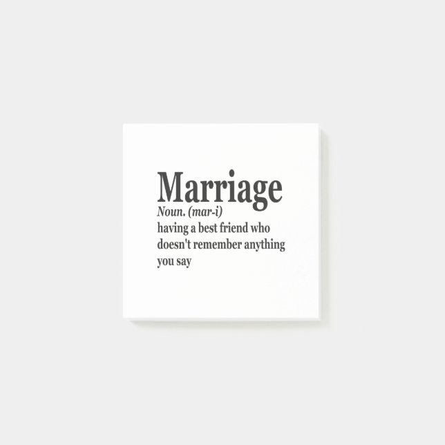 Notas Post-it® Graciosa definición de matrimonio regalo de esposa (Anverso)