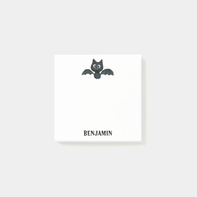 Notas Post-it® Gracioso Black Bat con nombre (Anverso)