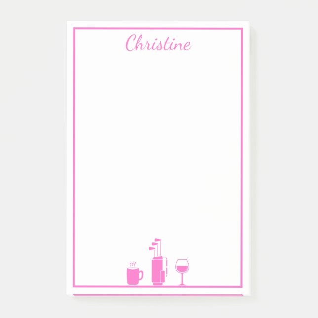 Notas Post-it® Gracioso café vino de golf personalizado (Anverso)
