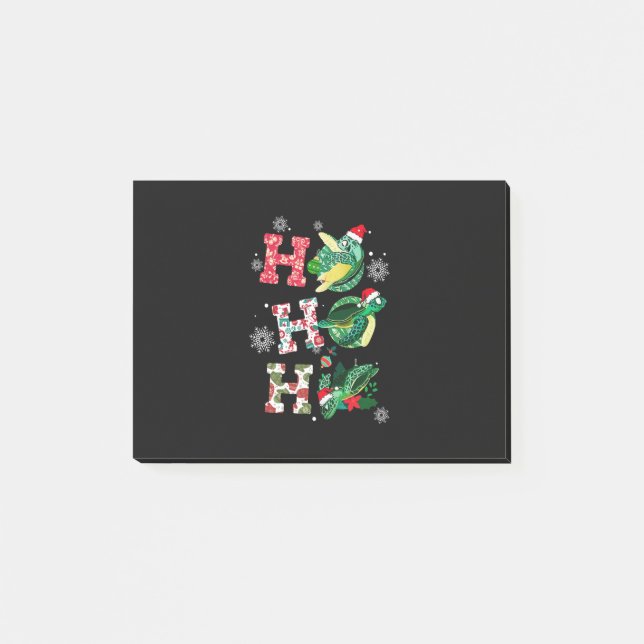 Notas Post-it® Gracioso Feliz Navidad HO HO Turtle Santa (Anverso)