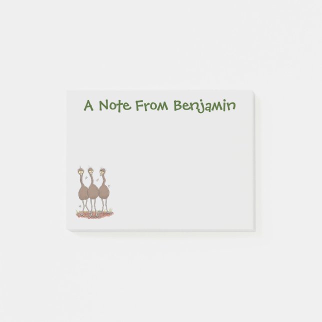 Notas Post-it® Gracioso ilustracion del trío de emu australiano p (Anverso)