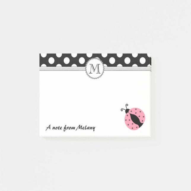 Notas Post-it® Gracioso lindo niñito ladybugs polka puntos monogr (Anverso)