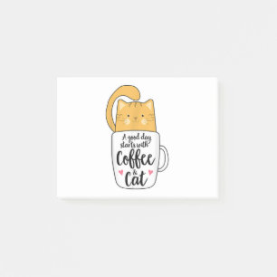 Notas Post-it® Gracioso Naranja Cat Coffee Mug Cat Lover