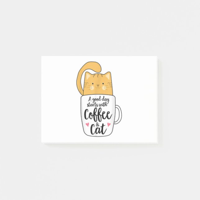 Notas Post-it® Gracioso Naranja Cat Coffee Mug Cat Lover (Anverso)