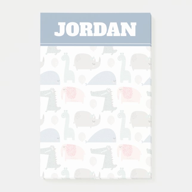 Notas Post-it® Gracioso patrón animal facial (Anverso)