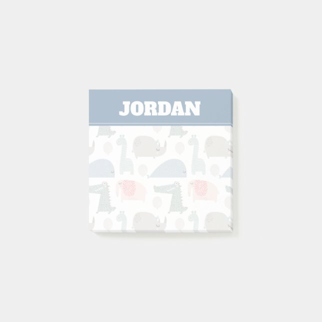 Notas Post-it® Gracioso patrón animal facial (Anverso)