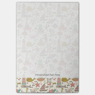 Notas Post-it® Gracioso Patrón De Verano Con Buques