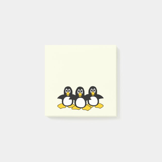 Notas Post-it® Gracioso Penguins Cute Amarillo (Anverso)