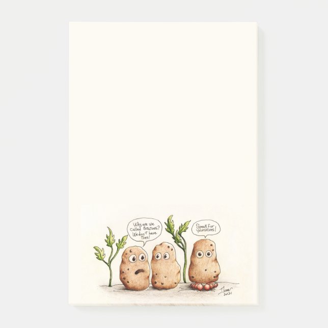 Notas Post-it® Gracioso post-it de Potatoe Pun (Anverso)