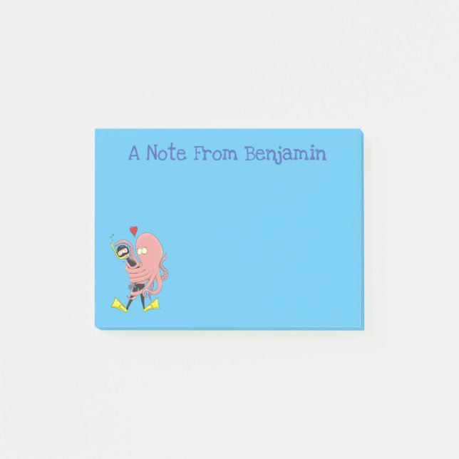 Notas Post-it® Gracioso pulpo abrazos buceo humor personalizado (Anverso)