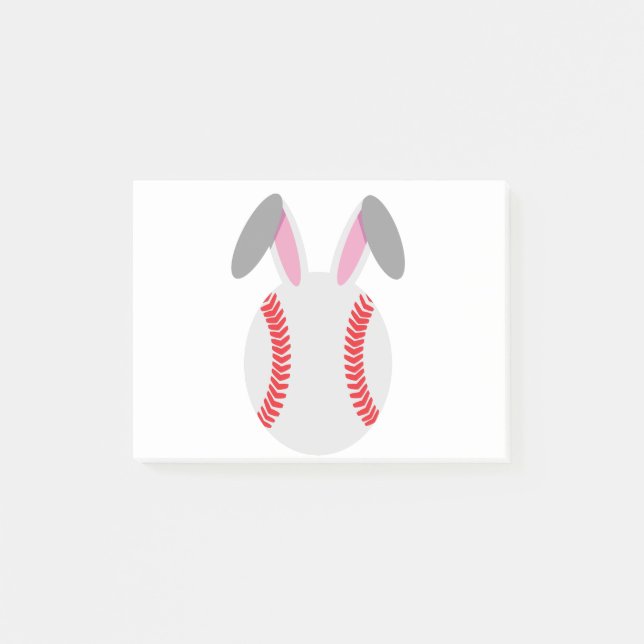 Notas Post-it® Gracioso regalo de Pascua de Conejo de Béisbol Cut (Anverso)