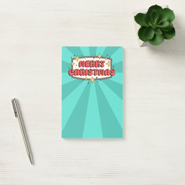 Notas Post-it® Gracioso retro alegre texto de saludo de navidad (Oficina)