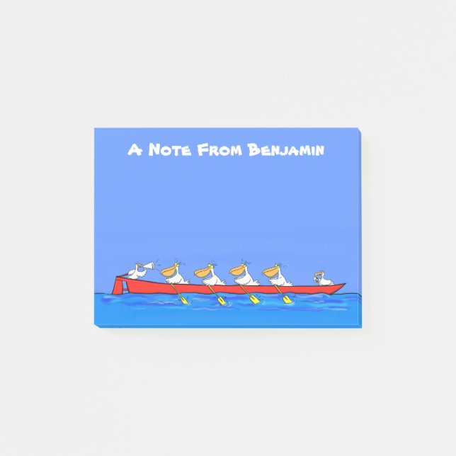 Notas Post-it® Graciosos pelícanos remando ilustracion personaliz (Anverso)