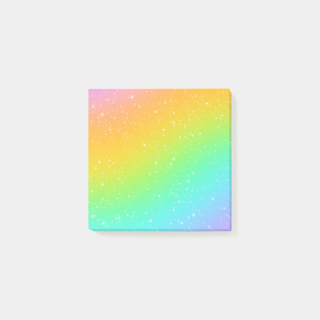 Notas Post-it® Gradiente arcoiris con estrellas (Anverso)
