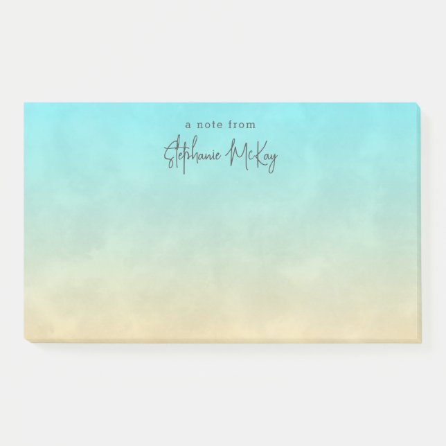 Notas Post-it® Gradiente de arena turquesa personalizado (Anverso)