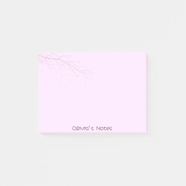 Notas Post-it® Gradiente de flor floral rosa Nombre personalizado (Anverso)