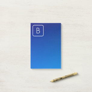 Notas Post-it® Gradiente y monograma de tonos azules simples y mo