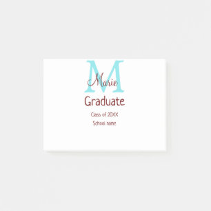 Notas Post-it® Graduado añadir nombre monograma verde rosa simple