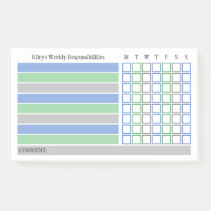 Notas Post-it® Gráfico de Responsabilidades Semanales de Tareas A