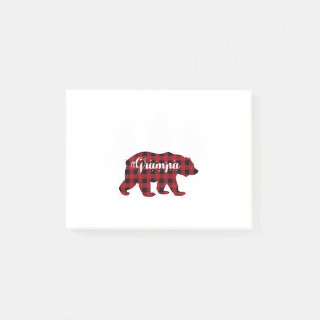 Notas Post-it® Grampa Bear Buffalo Red Plaid Matching Family (Anverso)